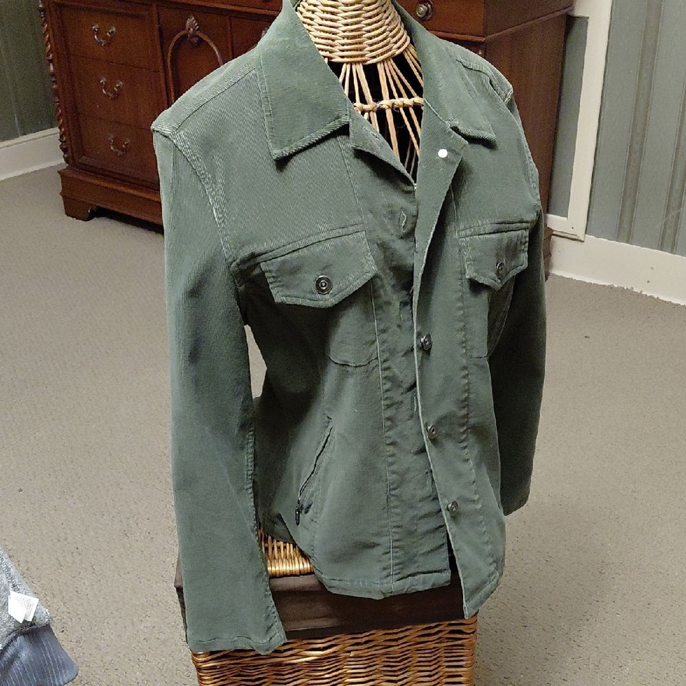 Christopher & Banks Green Courderouy Stretch Jacket